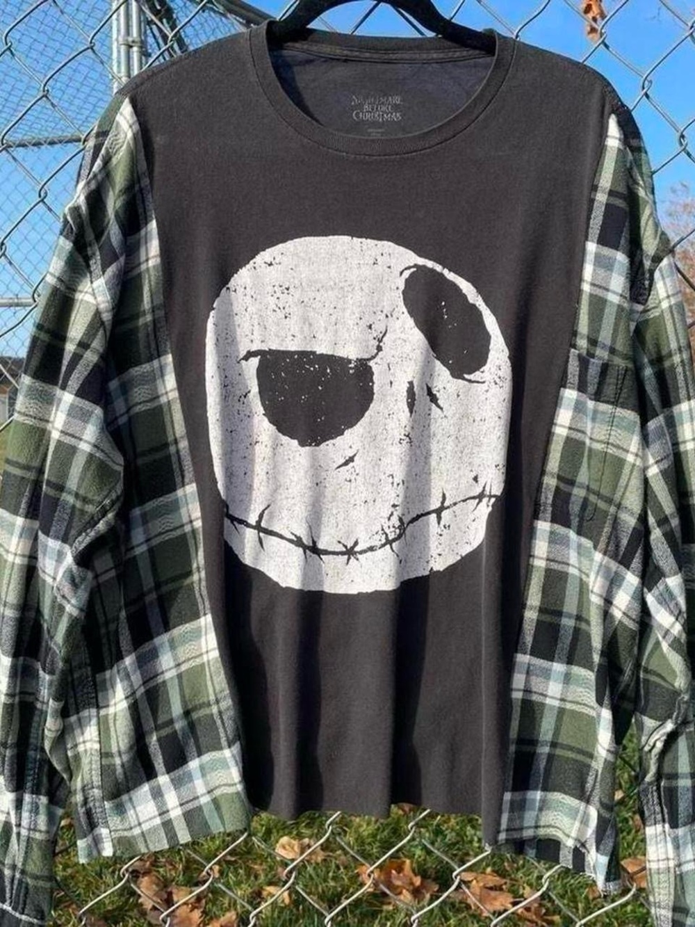 Jack Skellington Tim Burton Halloween Movie T-Shirt Flannel Women’s Large